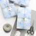 Gift Wrap, Blue Bows and White Daisies, Wrapping Paper Roll, Birthday Wrap, Floral Gift Paper, Packaging Supplies, Christmas Gift Wrapping,