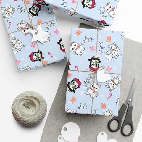 Wrapping Papers, Holiday Gift Wrap, Christmas Animal Print, Winter Wonderland Theme, Polar Bear Penguin Arctic Fox Design