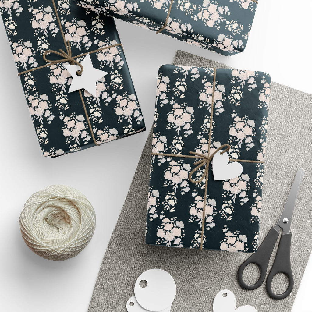 Floral Wrapping Paper, Painted Flowers Gift Wrap, Wrapping Paper Roll, Gift Packaging, Present Decoration, Floral Pattern, Christmas florals