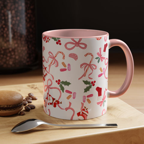 Coffee Mug - Santa, Bows and Sweet Treats Design