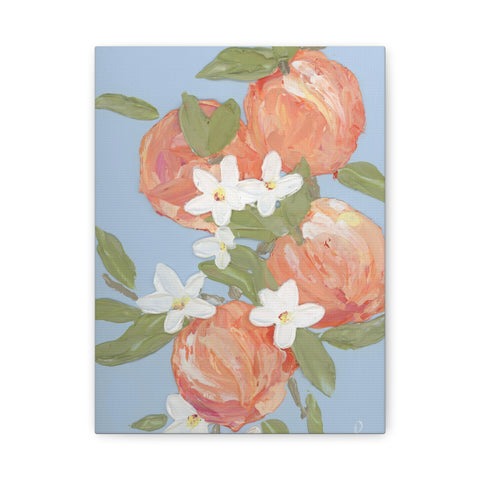 Peach Blossom Canvas Art - Stretched Floral Wall Decor