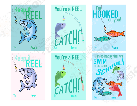 Fishing Valentine’s Cards (Digital Download)