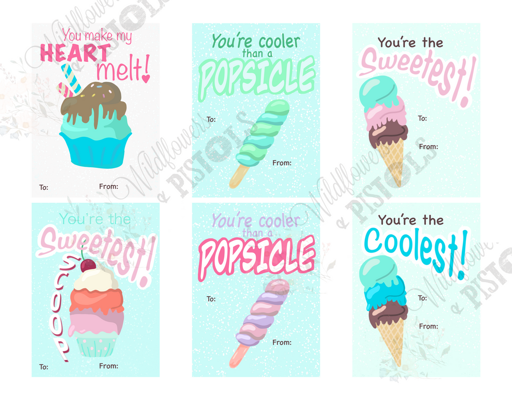 Ice Cream Valentine’s Cards (Digital Download)